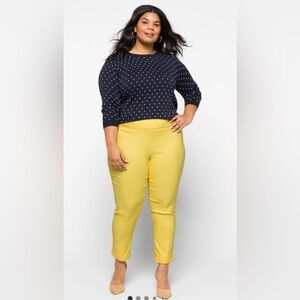 Tribal Fia Pull On Cuffed Pant, Yellow, Size 16W
